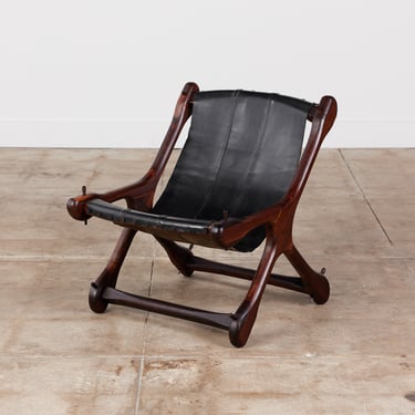 Don Shoemaker Leather Sling Lounge Chair 