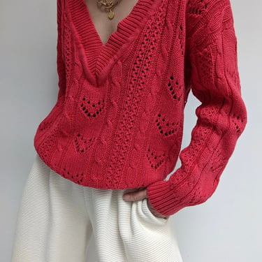 Vintage Watermelon V-Neck Knit Sweater