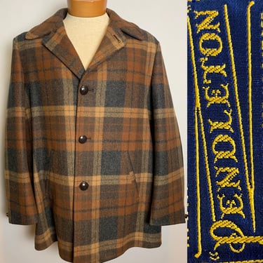PENDLETON Coat Jacket men wool 40s Vintage Checked print | eBay
