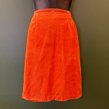 mod pumpkin corduroy skirt vintage rusty campus skirt medium 