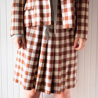 Vintage 1980s Oscar de la Renta Coordinate Gingham Skirt M