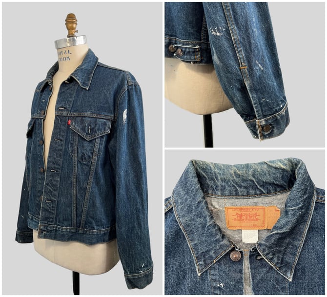 Vintage 1970's 1980's LEVI's Medium Wash Denim Jacket | Type 3 Trucker Jacket | Two Pocket | Size X Large 