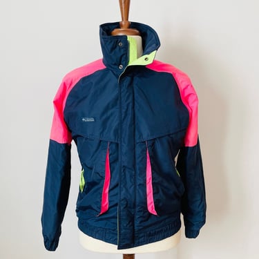 Vintage Fluorescent / Navy / Columbia / Powder Keg / Jacket / Ski / Sportswear / 1990s / FREE SHIPPING 