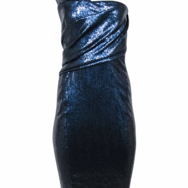 Donna Karan - Navy Sequins One Shoulder Dress Sz 6