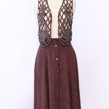 Openwork Printed Vest and Skirt Ensemble S