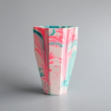 Misshandled: Marbled Deco Vase in Mint & Turquoise