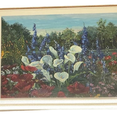 Framed John Powell Floral Riverwood Garden Signed Lithograph EK221-156