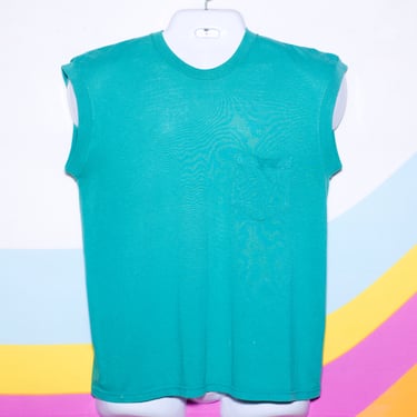 Vintage 1980s Pocket Muscle Sleeveless T-Shirt | M/L | i-18 