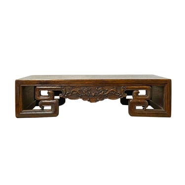 Brown Rosewood Oriental Dragons Carving Rectangular Display Table Stand ws1967E 