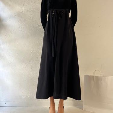 Y2k 'David Warren' Black Long Sleeve Velvet Maxi Dress / Medium 