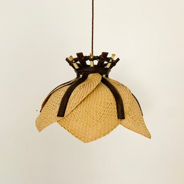 Mid-Century Modern Wicker Pendant Lamp | 1960s 