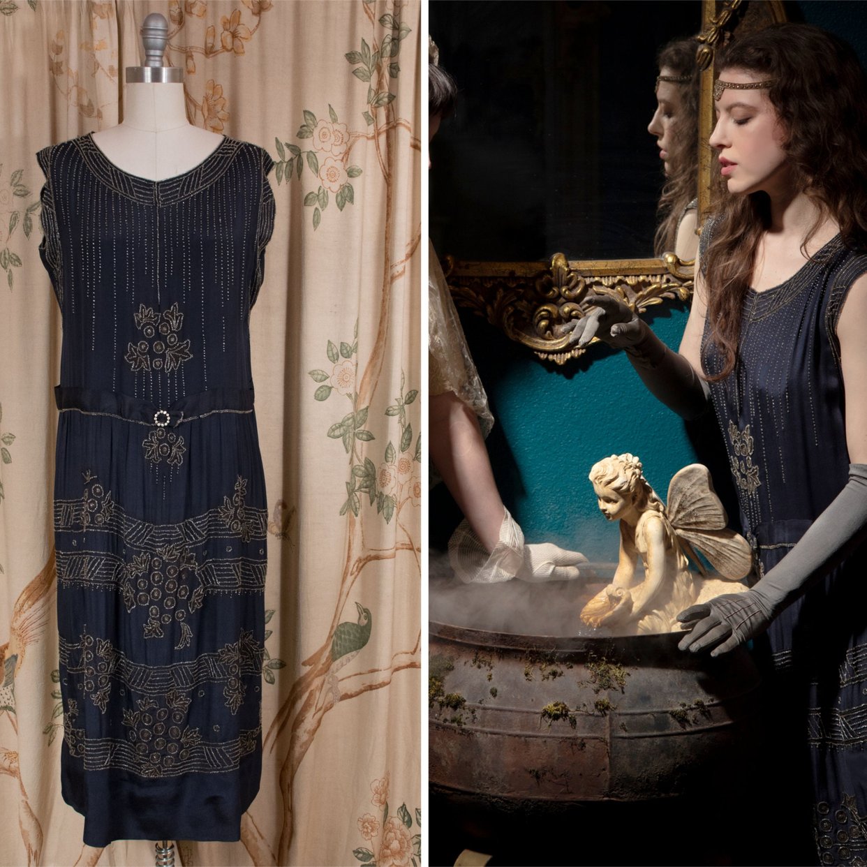 Vintage 1920s Dress -Sheer Black Beaded Flapper Cocktail | Fab Gabs ...