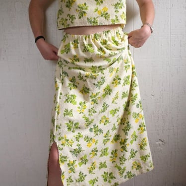 Terry Maxi Skirt - Green + Yellow