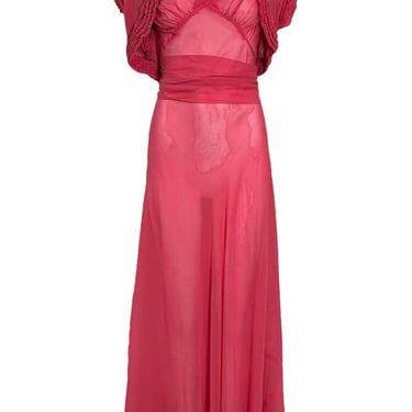 30s Bubblegum Pink Chiffon Gown