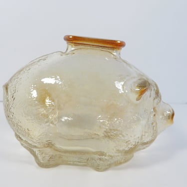 Vintage Peach Carnival Glass Piggy Bank - Marigold Glass Pig Bank 