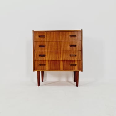 Midcentury German Walnut chest of drawers / 4 drawers cabinet, 1960s 