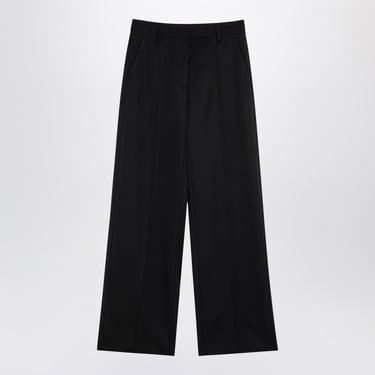 Valentino Black Wool Wide Trousers Women