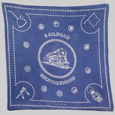 1940s Railroad Bandana / 1940s Blue Railroad Brotherhood Bandana 