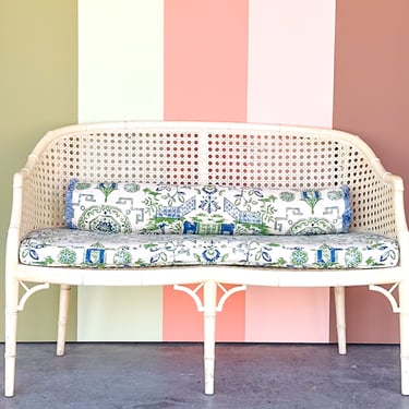 Faux Bamboo and Cane Bench