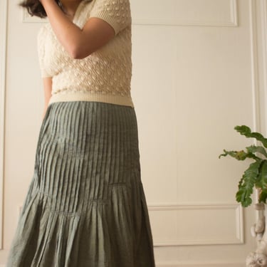 1990s Iridescent Cotton Pleated Skirt 