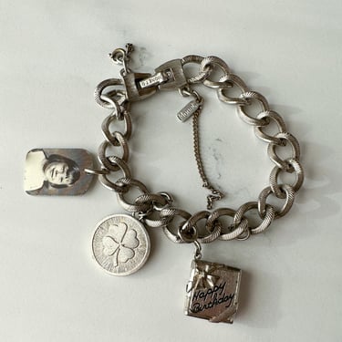 Vintage Silver Tone Charm Bracelet / Monet Bracelet 