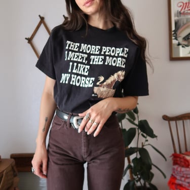 Vintage Fruit of The Loom Single Stitch The More People I Meet The More I Like My Horse Graphic T-shirt 