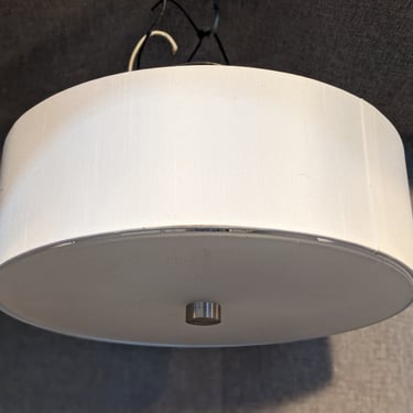 Contemporary Fabric and Glass Drum Semi Flush Light