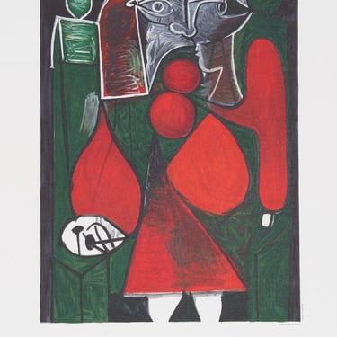 Femme en Rouge su Fauteuil by Pablo Picasso, Marina Picasso Estate Lithograph Poster 