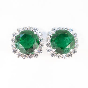 Christian Dior Faux Emerald Earrings 1970