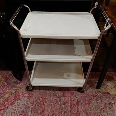 Vintage 3 tier rolling cart. 27” x 16” x 32” 