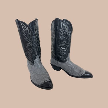 Vintage USA MADE 2-Tone Wingtip Cowboy Boots ~ 11 D ~ Western / Rockabilly / Ranch Wear ~ 