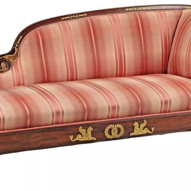 Antique Chaise Lounge, Empire Style, Ormolu-Mounted, Mahogany, Ormolu, 1800s!