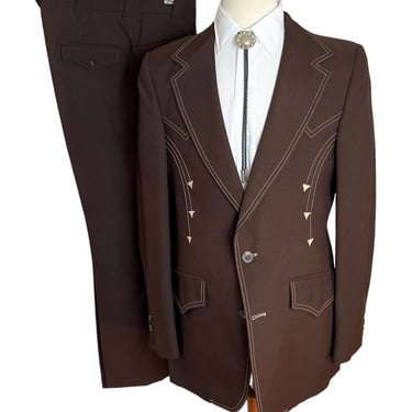 Vintage 1960s/1970s H BAR C 2pc WESTERN Suit ~ 40 Long ~ Jacket / Pants ~ Cowboy / Rockabilly 
