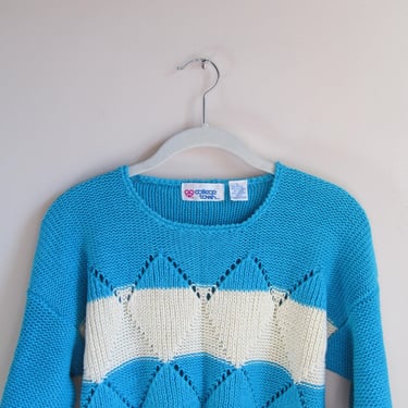 80s Striped Pointelle Pullover Sweater L 38 Bust 