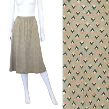 1970s Hang Ten Skirt - 1970s Skirt with Pockets - 70s A-line Skirt - 70s Calico Print Skirt - Vintage Calico Skirt - 70s Skirt | Size Small 