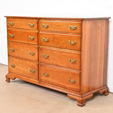 L. & J. G. Stickley Georgian Solid Cherry Wood Eight-Drawer Double Dresser, 1950s