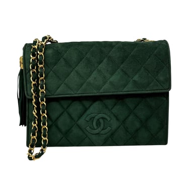 Chanel Green Suede Flap Bag