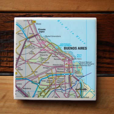 2000 Buenos Aires Argentina Map Coaster. Argentina Gift. Buenos Aires Map. Vintage Argentina Décor. South America Travel Gift South American 