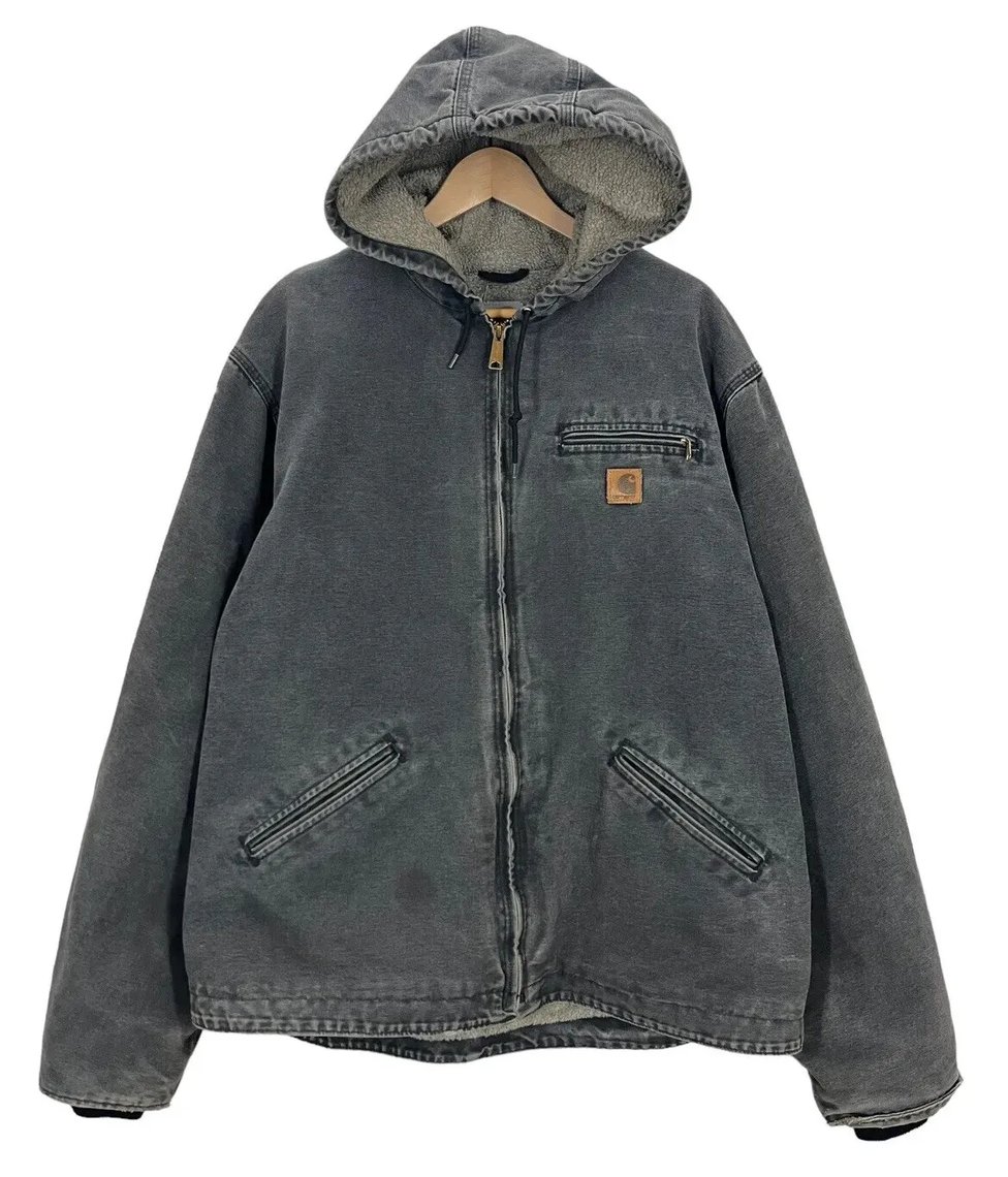Vtg Carhartt J141 Faded Black Sherpa Lined Sierra Jacket XL