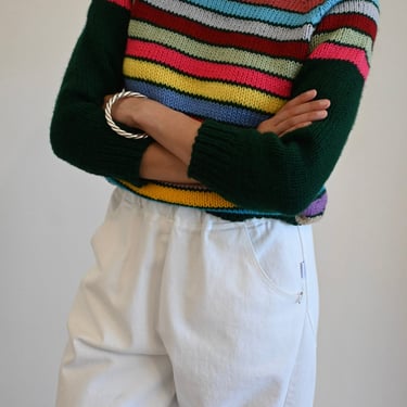 hand knit sweater | multi stripe pinks