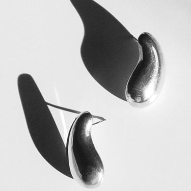 Sterling Silver Modernist Bean Earrings