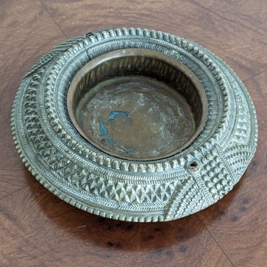Antique Heavy Ornate Bronze Middle Eastern African Tribal Cuff Ashtray Bowl 