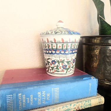 Handpainted Moroccan Lidded Ceramic Cannister 
