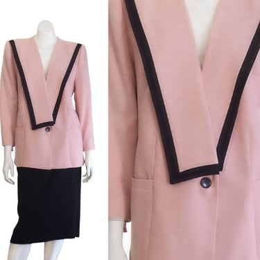 1990s Pink and black skirt suit 