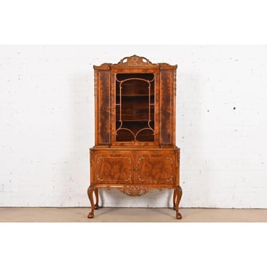 Romweber Chippendale Flame Mahogany Breakfront Bookcase Cabinet, Circa 1920s