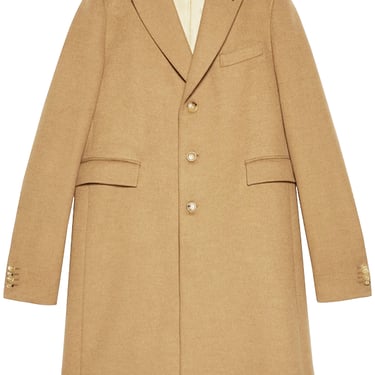 Gucci Men Camel Wool Coat