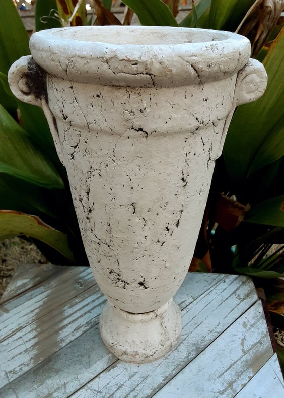 Double Handle White Grecian Style Vase