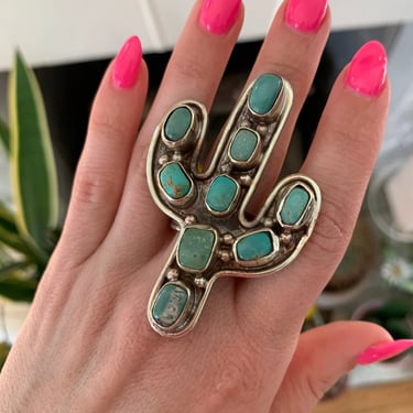 Turquoise Cactus Ring from Nepal