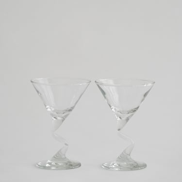 Set of Two Squiggle Martini Glasses 
