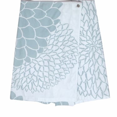 Prada - Ivory & Sage Floral Print Wrap Skirt Sz 10